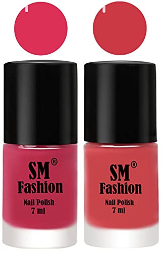 Image of Long Lasting Nail Polish | Nail Paint Combo 7 ml Each) - Set of 2 Dusty Pink-Punch Pink