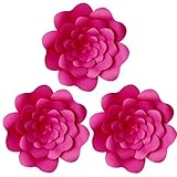 Daily Mall Paper Flower Decorations DIY Handcrafted Flowers Party Wedding Flower Giant Paper Flower Wall Backdrop Flower for Nursery Birthday Bay Shower (Rose Red, 3pcs-12'')