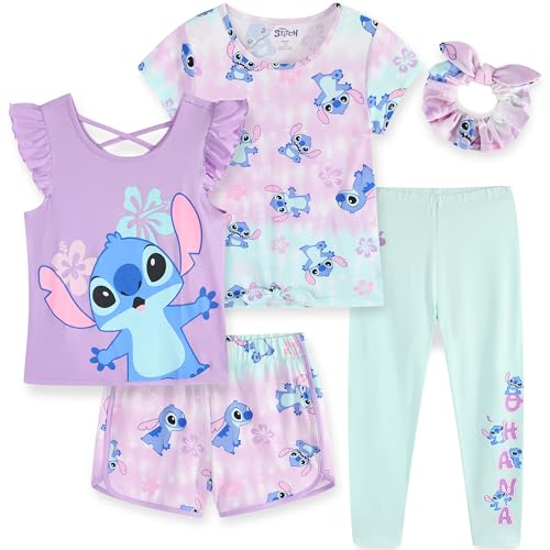 Pack Stitch fille 5 pièces multi-saisons avec leggings et shorts souples