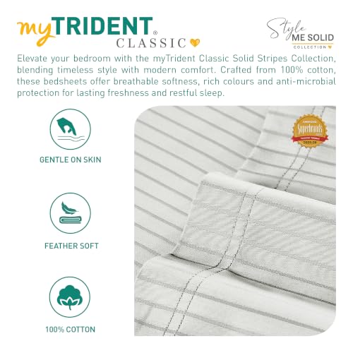 Image of myTrident Bedsheet for Single Bed Cotton| 210 TC | 60 inch x 90 inch | Snow Flake | 210 TC, 100% Cotton Flatsheet with 1 Pillow Cover, Super Soft and Breathable, Satin Stripe, Classic Style Me Solid Collection