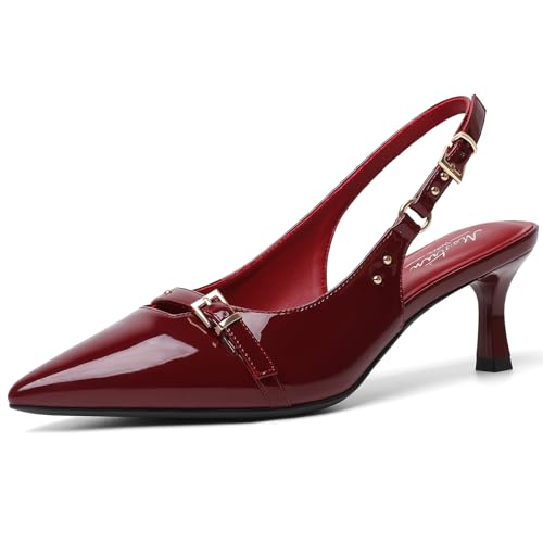 Image of Mostrin Kitten Heels for Women Slingback Pointed Closed Toe Heels Women's Pumps Shoes for Wedding, Party, Commuting
