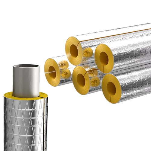 LRHELPBNR Cylindre en Laine De Roche avec Aluminium, Isolation De Conduits De Cheminées, Tuyaux De Poêles Diam, pour Tuyau d'eau De Chauffage,Support De...