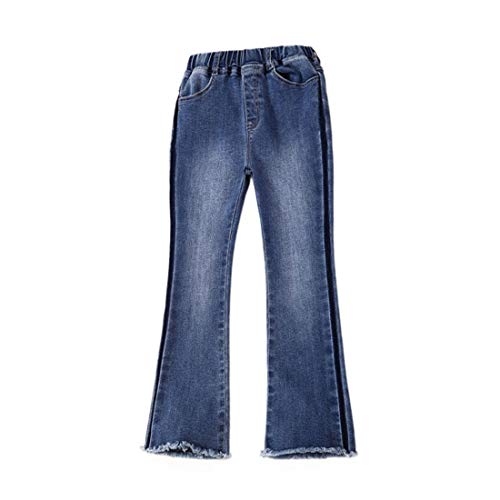 PanpanBox Fille Jeans Evasé Denim Pantalon Cargo Bootcut Gamins Pants Stretch Pantalon Décontracté 3-11 Ans (130cm / ~ 7-8 Ans) Cover