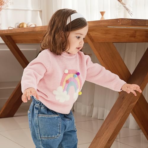 DAVE&BELLA Toddler Baby Girl Boy Knit Sweater, Cute Animal-Themed Plush Pullover Sweater Fall Winter Crewneck Long Sleeve Top3