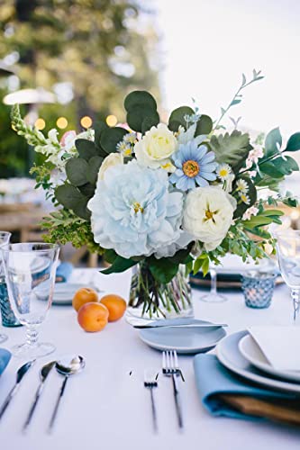 Voumanillor Artificial Flowers Blue Flowers Fake Flowers Combo Box Set Realistic Mix Silk Fake Roses With Stem For Cake Wedding Bridal Shower Decorations Home Party Centerpieces Diy Bouquets, Blue #TOP2