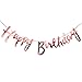 Rose Gold Shiny Happy Birthday Banner, Pre-Strung Elegant Handwriting Letter, Mirror Glitter Alphabet Happy Birthday Sign, Bunting Banner, Birthday Party Decorations Supplies for Girls and Mom