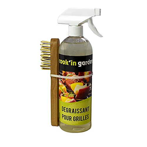 Cook’in Garden - Nettoyant pour Grilles, Dégraissant avec Brosse Intégrée, Contenance 750 ml, Idéal pour Entretien Barbecue et Plancha, Élimine Graisse et Résidus