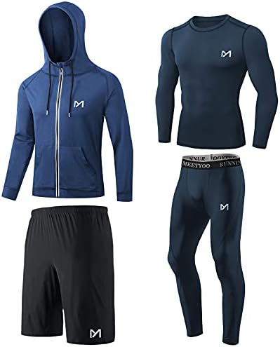 MEETYOO Kompressionsshirt Herren, Leggings Sport Laufhose Funktionsshirt Männer Kompressionshose Funktionswäsche für Running Gym Fitness