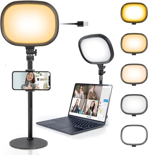 Image of Adofys Slab Key Light for Video Shooting YouTube, Tripod Stand with Light Five Color Temperatures 3200K-5600K, Adjustable Brightness 1455 Lumens, CRI 95+ with Extendable Stand for Content Creation.