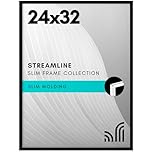 Americanflat 24x32 Poster Frame with Polished Plexiglass - Streamline Collection - Thin Border Picture Frame for Wall Display - Hanging Hardware Included - Black