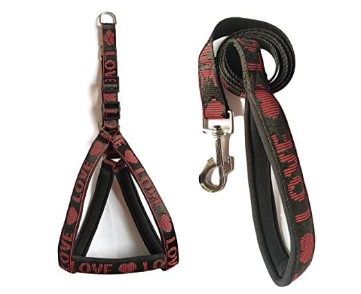 SR VISION Love Print Dog Nylon Harness and Leash with Stainless Steel Hook Set for Playing and Walking Outdoor Medium and Large Dogs (Colors May Vary) (B0BQHN89PD) Amazon Price History, Amazon Price Tracker