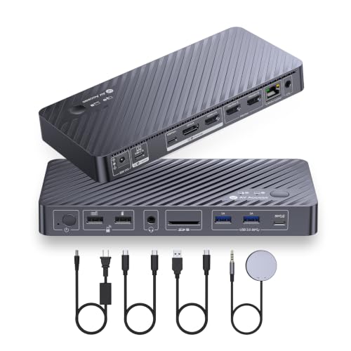 AV Access iDock P10 KVMスイッチ デュアルモニター 2台PC用 KVMドッキングステーション ギガビット有線LAN EDID搭載 USBハブ(5xUSB-A) ノートPCへ65W PD急速充電対応 4K@60Hz HDMI DisplayPort対応 USB-C KVM切替器 デスクトップ&ノートPC共有可能 オーディオ SDカード リモコンスイッチ付属