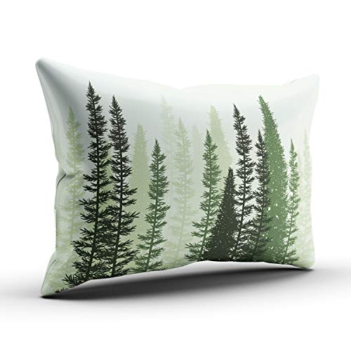 Healbrighting Pillow Cases Forest Green Summer Woods Evergreen Coniferous Trees Home Decorative Pillowcase Boudoir 12 X 16 Inch One Side Pattern Throw Pillow Covers #TOP1