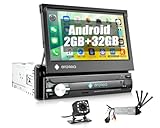 【1 Din Android 10 Autoradio】Standard 1 Din Autoradio Android 10 Betriebssystem, 2GB RAM sorgen für reibungslosen Betrieb und schnellere Reaktion. 32GB ROM unterstützt mehr Apps installiert.7 inch HD 1080P manuelle ausfahrbarem display,jederzeit auf und einklappbar, bitte beachten Sie, dass der Bildschirmwinkel nicht einstellbar ist.Mit kostenloser wasserdichter Nachtsichtkamera
