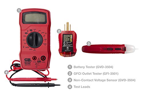 Image of Gardner Bender EGB-2 3-Piece Tester Kit with a Digital Multimeter (DMM), Non-Contact Voltage detector and GFCI Outlet tester