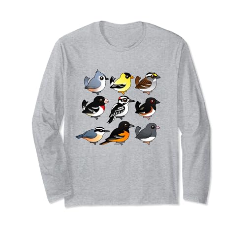 9 North East American Backyard Cute Cartoon Birdorable Birds Long Sleeve T-Shirt