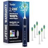 7AM2M Cepillo de dientes eléctrico ultrasónico con 6 cabezales para adultos y niños, recargable tipo C, una carga dura 120 días, 5 modos y...