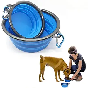 ANZAILALA 2pcs Collapsible Dog Bowl,Foldable Expandable Pet Dish Cup for Dog Cat Food Water Feeding Portable Travel Pet Bowl?(2pcs?6.3inch+7inch)
