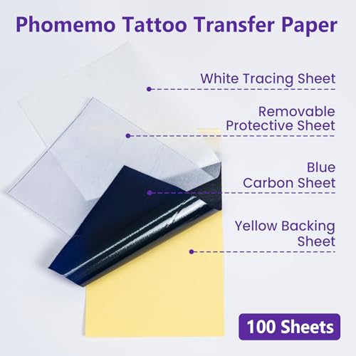 Papier de transfert tatouage Phomemo TP31 stencil carbone 8x13cm