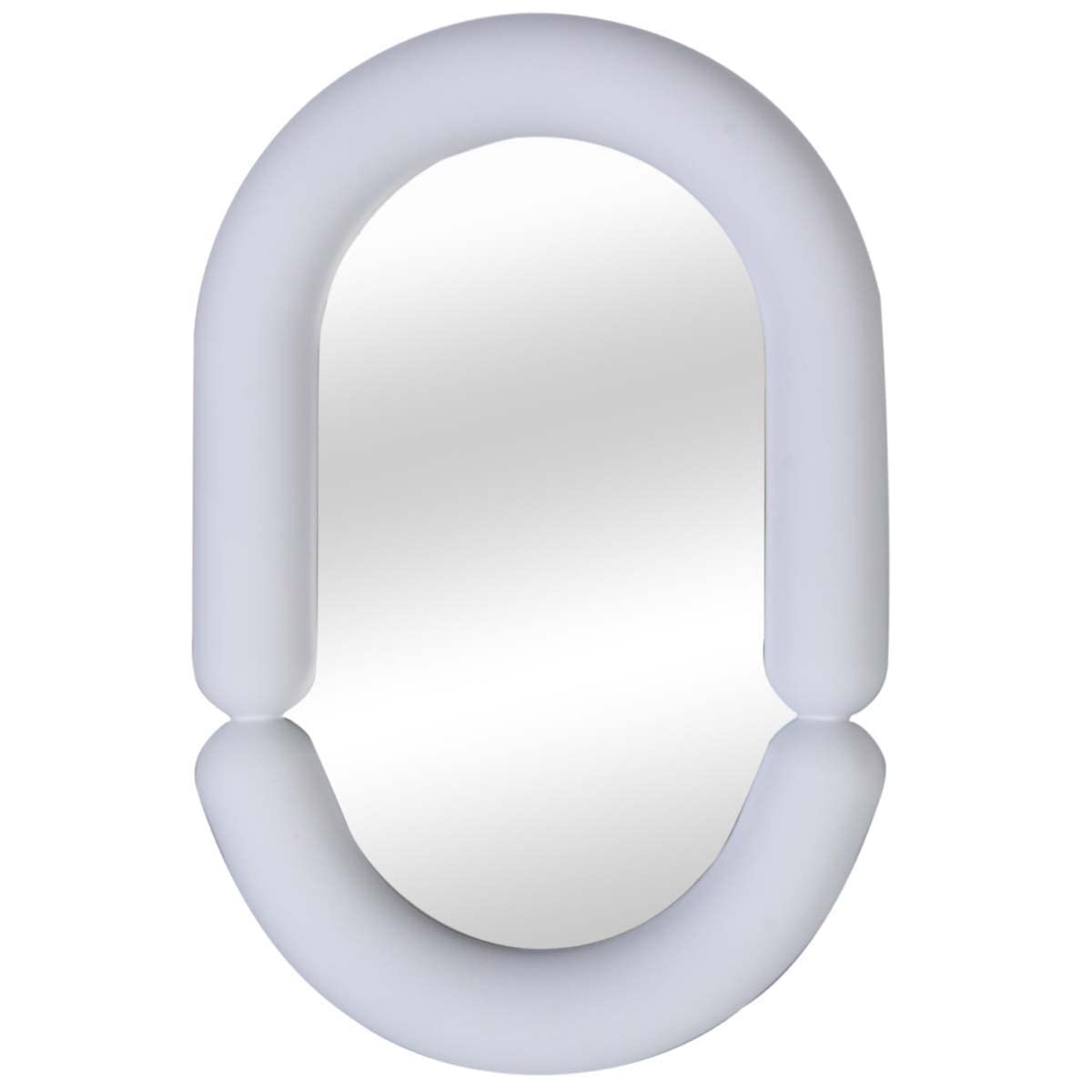 Simmer StoneOval Pattern Irregular Makeup Mirror Table Top Vanity Cosmetic Desktop Hanging Wall Mirror Desk Worktop Cladding for Home Bedroom Decorative White