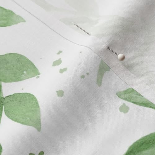 Spoonflower FI-F86-D7463028-1Y Fabric - Watercolor Leaves Pattern Eucalyptus Sage Green Greenery Printed thumb #6