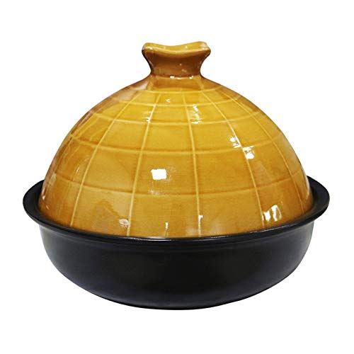 weiwei Lead Free Cooking Tajine Moroccan Tower Gold Clay Tower Gold Handmade Casserole with Ceramic Lid 10 Inch Tajine Saucepan for Home Kitchen