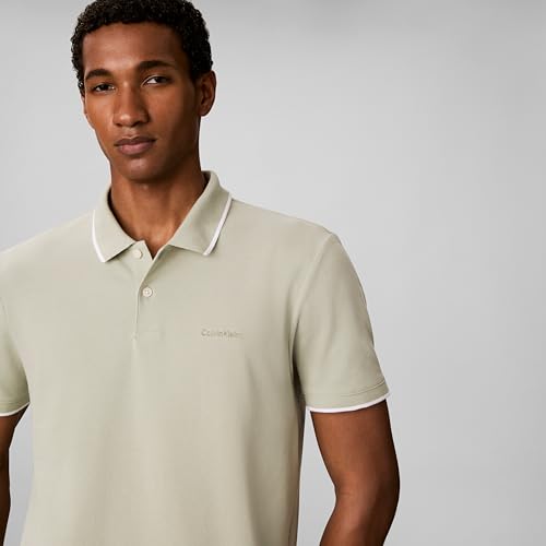 Image of Calvin Klein Men's Liquid Touch Polo Stripe with UV Protection