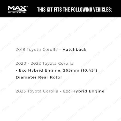 Image of Max Advanced Brakes Front & Rear Brake Kit Compatible With 2019 2020-2023 Toyota Corolla Hatchback w /10.43 inch Rr Rotors Replacement Premium OE Disc Brake Rotors and Ceramic Brake Pads