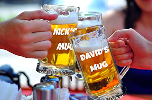 Personalized Glass Beer Mugs For Men, Engraved Beer Mug Gifts For Men, Drinking Custom Gifts For Him, Groomsmen, Birthday, Retirement, Wedding, 25 Oz Beer Mug With Handle #TOP2