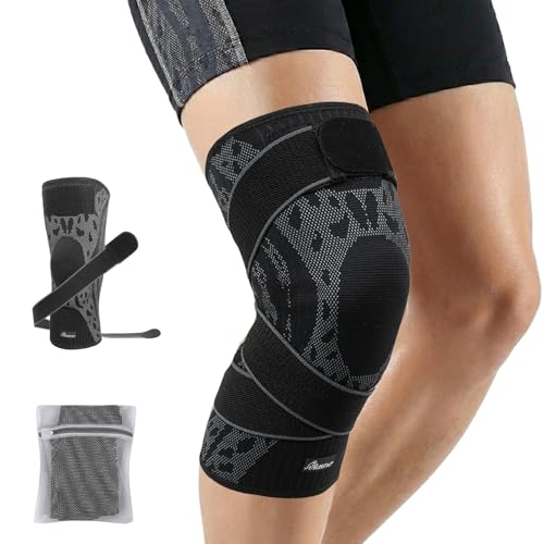 BLISSTAO Wrestling Knee Pad, BJJ Knee Sleeve with Detachable Straps – Anti-Slip Compression Brace with Full Knee Cap Protection – for BJJ, Wrestling, Judo, MMA, Basketball, Tennis & Running Sports (Size M)