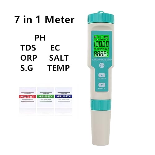 DULVAN Hochpräziser Wassertester, 7 in 1 PH TDS EC ORP Salzhalt S. G Temp Meter Wasserqualität Monitor Tester IP67 for Trinkwasser, Aquarien PH Meter Präzise und zuverlässig – Bild 3