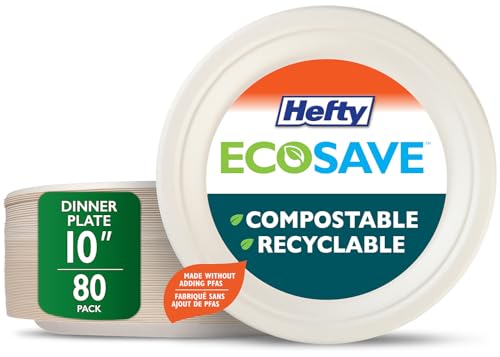 Hefty ECOSAVE Assiettes biodégradables 10" - 80 unités