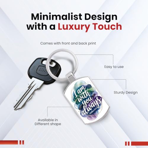 Image of Stylish Metal Keychains with Permanent Glossy Print - Inspirational Quotes & Spiritual Designs - Perfect Key chains for loved ones, Personal Use, Gifts & Return Gifts