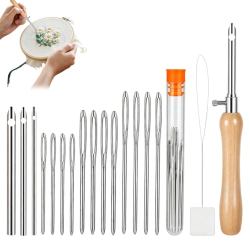 DASHUI Punch Needle Set, Stanznadel, Stickstift 3 Größen | Starter-Set, Verstellbare Nadel, Drei Größen, Robust, Ergonomisch, für Anfänger, Vielseitig