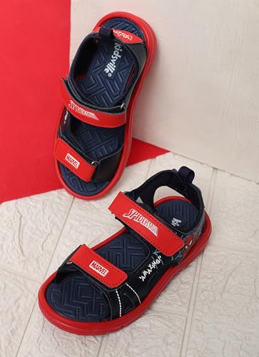 Image of Kidsville Official Marvel Comics Spiderman Printed Sandals For Kids Boys Anti-Skid Comfortable | Adjustable Double Strap Closure | Flexible & Lightweight Footwear for Baby