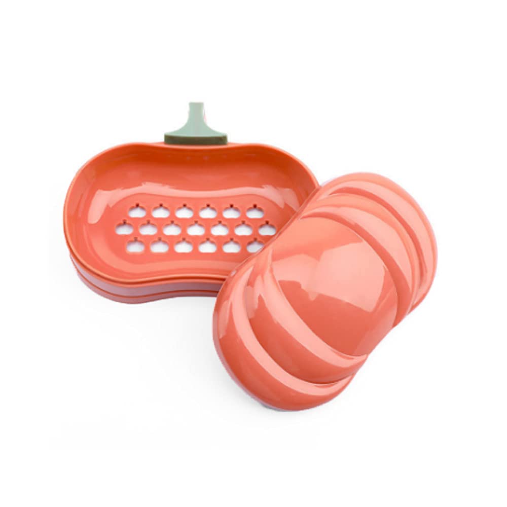 Ikaar Orange Soap Box Pumpkin Soap Dish With Lid Soap Holder Soap Container With Drain For Home,Travel,Camping,Gym