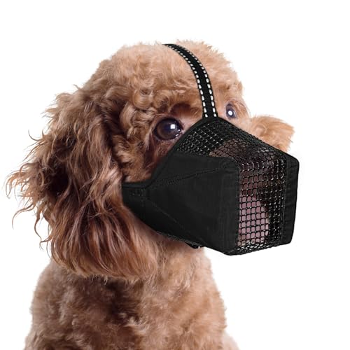 Image of Mesh Dog Muzzle, Breathable Soft Dog Muzzle with Reflective Straps for Secure Fit, Prevents Biting, Chewing Scavenging - Adjustable for Small Medium Large Dogs,Black,XS