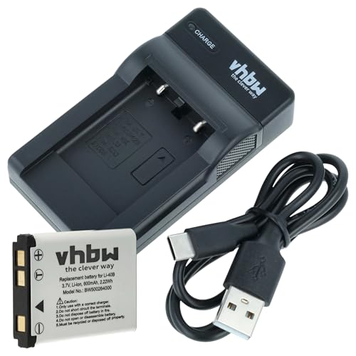 vhbw 1x Station de Charge, 1x câble d'alimentation, 1x Batterie Compatible avec Fujifilm FinePix Z700 EXR, Z700EXR, Z80, Z71, Z707EXR, Z70