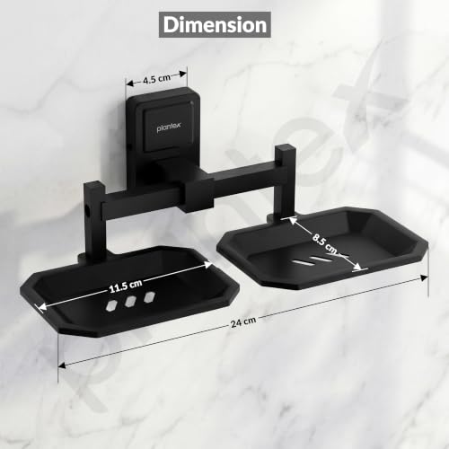 Image of Plantex 304 Grade Stainless Steel Dual Soap Holder for Bathroom /Soap Case /Soap Stand /Soap Tray /Bathroom Accessories - Darcy(Black)
