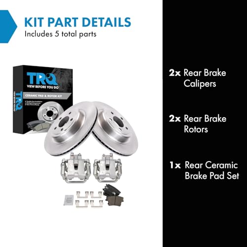 Image of TRQ Rear Brake Pad and Rotor Set Ceramic Rotors Calipers Compatible with 2007-2014 Dodge Charger 2007 Magnum