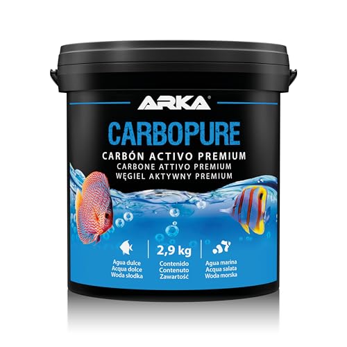 Carbón Activo Acuario – ARKA Carbopure 2,9 kg – Elimina turbidez, restos de medicamentos y colorantes – Agua Clara en Horas – Dulce y Marino – Lavado ácido y Activado al Vapor
