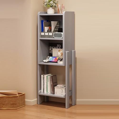 Mobile Bookshelf,Stylish Gray Multi-Color Bookshelf with Rounded Edges - Tall