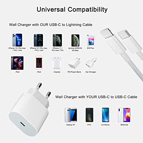 Certificado MFi - Carregador rápido de parede para iPhone 13 20W PD tipo C com cabo USB C para Light