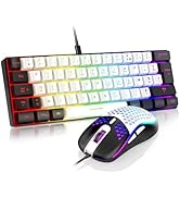 RedThunder 60% Ensemble Clavier et Souris 2-en-1 Gamer, AZERTY FRANÇAIS, Mini Clavier Ultra-Compa...