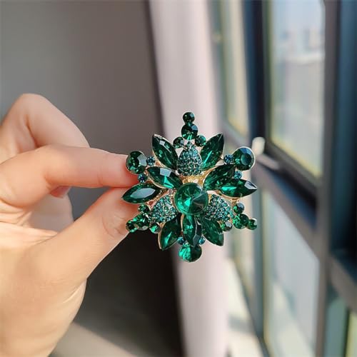 Image of Rhinestone Flower Brooch - Red /Yellow /Blue /Green Crystal - Big Large Wedding Ball Birthday Party Elegant Clothing Hat Bag Accessories Jewelry for Women