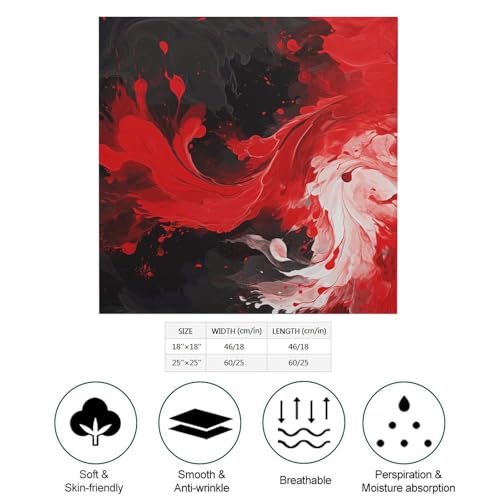 25" Square Head Scarf Red Black White Abstract Lightweight Silk Scarf for Women Boho Neckerchief Soft Satin Bandanas Fashion Neck Scarves Silk Headwear for Bag Hair Scarves Gift2