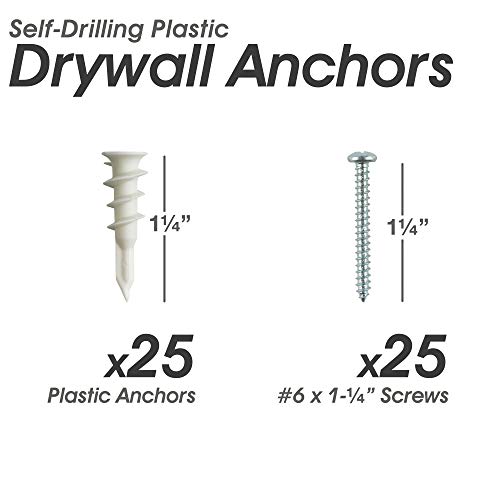 Small Mini #6 Plastic Self Drilling Drywall Anchors With Screws Kit #TOP2