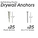 Qualihome Small Mini N.6 Plastic Self Drilling Drywall Anchors with Screws Kit