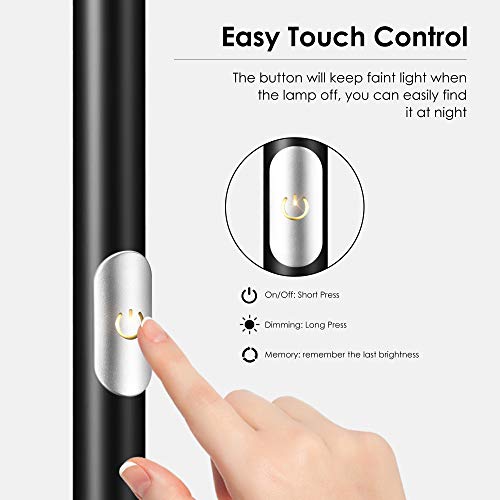 Dimmable Floor Lamps For Living Room, 71" Torchiere Floor Lamp With Touch Control, 20W Led Bright Tall Pole Lamp, 3000K Daylight, Modern Standing Lamp For Bedroom/Office/Den, Sky Stand Up Lamp Black #TOP4