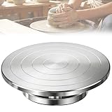 CISSIYOG Töpferscheibe, 30cm Aluminium-Drehscheibe, Doppelseitiges Töpferrad für Bildhauerei Keramik Modellbau Kuchendekoration Figurenmalerei, zum manuellen Drehen